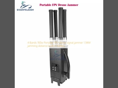 4 băng tần 160w Máy nhiễu tín hiệu máy bay không người lái FPV di động khoảng cách nhiễu 1,5KM pin tích hợp