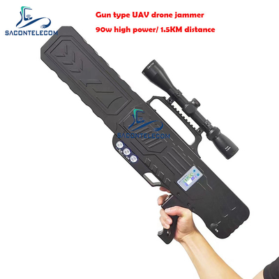 Máy đánh nhiễu tín hiệu máy bay không người lái di động 2KM loại súng 90w mạnh mẽ