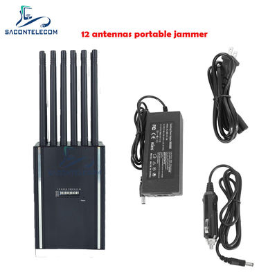12 kênh 12W Portable Cell Phone Jammer với bán kính gây nhiễu 15m để chặn tín hiệu di động