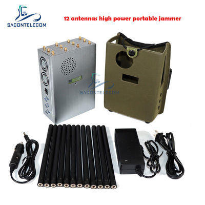Thiết bị gây nhiễu tín hiệu GPSL1 Lojack di động với tổng công suất 37W, phạm vi phủ sóng 12 băng tần và bán kính che chắn 40m