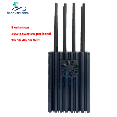 Máy nhiễu tín hiệu điện thoại di động di động 8 kênh 4 - 10w mỗi băng tần 5G mạnh mẽ