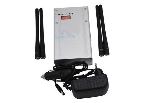Máy gây nhiễu GPS điện thoại di động kỹ thuật số cầm tay với công suất đầu ra 6.5w và 4 ăng-ten cho phạm vi gây nhiễu 300-3000 mét vuông