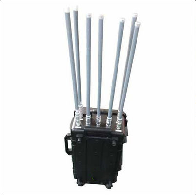 350W Máy gây nhiễu gắn trên xe công suất cao với ăng-ten sợi thủy tinh 47dBm và phạm vi gây nhiễu 500m