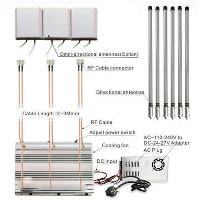 24 giờ làm việc nhà tù điện thoại di động Jammer với 6 ăng-ten và 90W điện cho các cơ sở an toàn