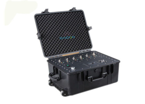 300W Công suất cao 6 băng tần VHF UHF Manpack Jammer với Bảo vệ VSWR cho Walkie Talkie