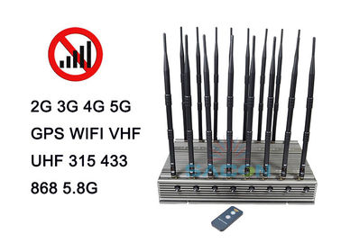 16 ăng ten Thiết bị chặn mạng 5G 5-8w Mỗi băng tần 315Mhz 433Mhz VHF UHF Tất cả GPS