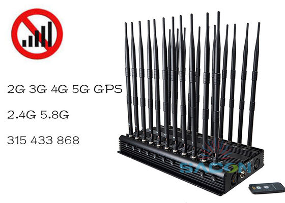 22 ăng-ten 42W Output Power Signal Jammer với phạm vi gây nhiễu 40m để chặn điện thoại di động và WiFi