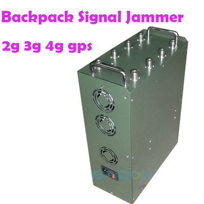 Máy gây nhiễu ba lô 120W tầm xa 100m với 8 ăng-ten đa hướng để chặn tín hiệu 2G 3G 4G 5G VHF UHF WiFi GPS