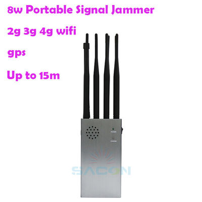 8000mAH Pin 15m Range Portable Cell Phone Signal Jammer với 8 ăng-ten để tăng cường bảo vệ