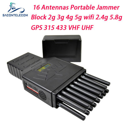 Dây nhiễu tín hiệu điện 16 kênh 12W di động và chặn GPS cho WiFi 2.4G 5.8G tần số