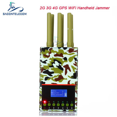 6 ăng-ten 20m Range Portable Mobile Phone Jammer với pin 4000mAh cho GPS Lojack Wi-Fi Khóa tín hiệu