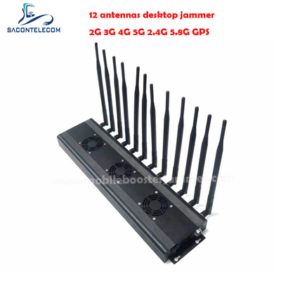 AC110V 48w Desktop Signal Jammer 2G 3G 4G 5G 2.4G 5.8G VHF UHF 12 băng thông