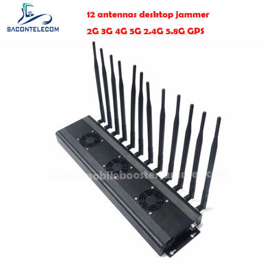 AC110V 48W Desktop Signal Jammer với 12 băng tần cho 2G 3G 4G 5G WiFi Bluetooth Khóa lên đến 50m