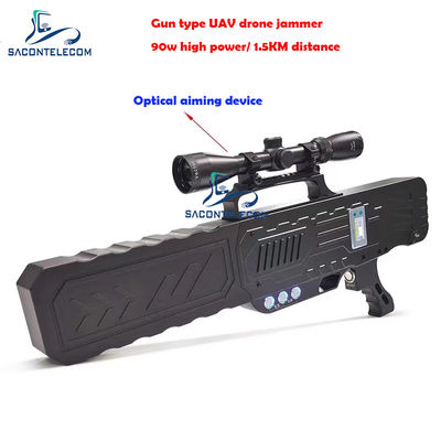 Máy gây nhiễu súng chống máy bay không người lái cầm tay 2.4G 5.8G GPS 90w Power 2KM Distance
