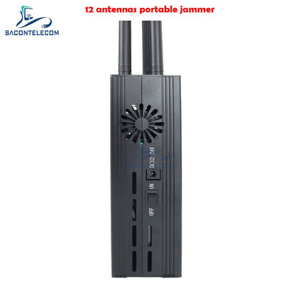 12 kênh 12W Portable Cell Phone Jammer với bán kính gây nhiễu 15m để chặn tín hiệu di động