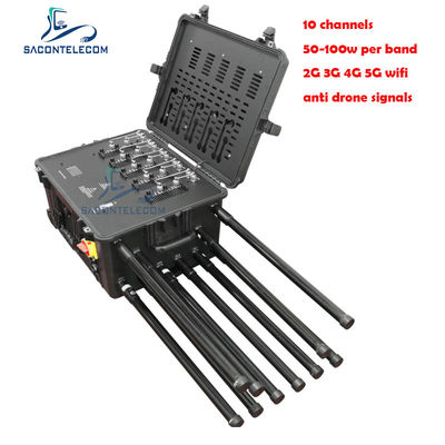 Máy gây nhiễu bom công suất cao 500W dạng ba lô với 10 ăng-ten và phạm vi 300m để bảo vệ đoàn xe