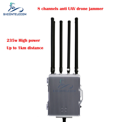 Máy nhiễu tín hiệu máy bay không người lái ngoài trời chống nước 6-8 kênh 30w / băng tần Khoảng cách 1-3km