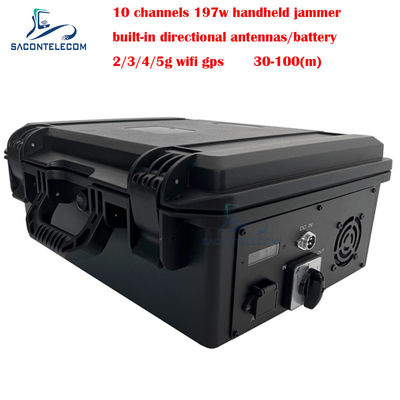100m Suitcase Điện thoại di động Jammer tín hiệu 10 Bands tích hợp trong pin / ăng-ten