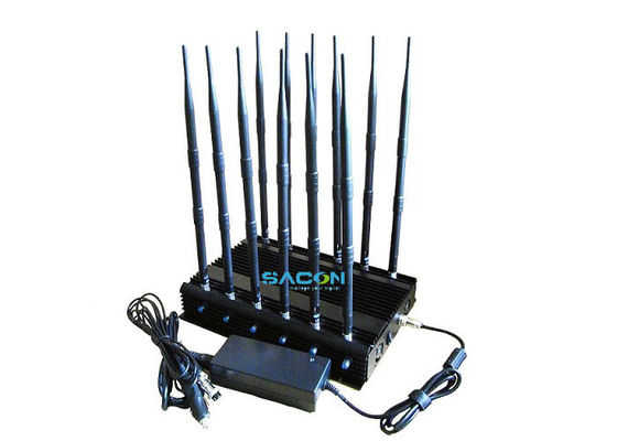 Thiết bị gây nhiễu tín hiệu 30W 12 băng tần với phạm vi 50m để chặn tín hiệu điện thoại di động và không dây
