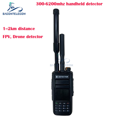 2Km Fpv Máy dò máy bay không người lái cầm tay 300-6200mhz 2 ăng-ten Máy dò tín hiệu chống máy bay không người lái di động