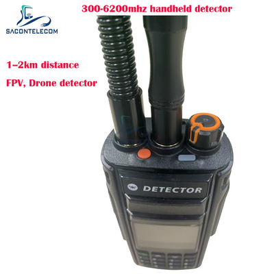 2Km Fpv Máy dò máy bay không người lái cầm tay 300-6200mhz 2 ăng-ten Máy dò tín hiệu chống máy bay không người lái di động