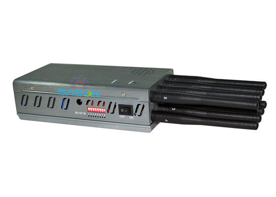 Máy nhiễu tín hiệu cầm tay 8 Watt với phạm vi 30m và 8 ăng-ten để chặn điện thoại di động