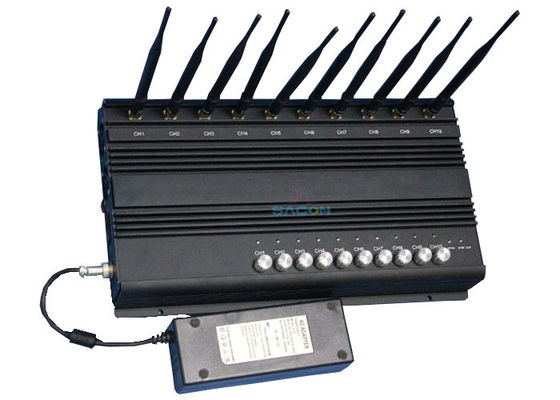 20W High Power Signal Jammer với 10 ăng-ten cho 50m Jamming Range Khóa tín hiệu WiFi 2G 3G 4G GPS