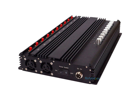20W High Power Signal Jammer với 10 ăng-ten cho 50m Jamming Range Khóa tín hiệu WiFi 2G 3G 4G GPS