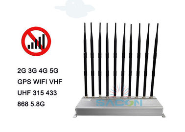 Khóa nhiễu tín hiệu điện thoại di động 5G trong nhà 30m Radius Range 10 ăng-ten 24 giờ làm việc
