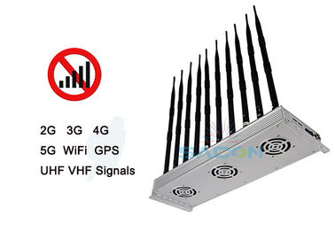 Khóa nhiễu tín hiệu điện thoại di động 5G trong nhà 30m Radius Range 10 ăng-ten 24 giờ làm việc