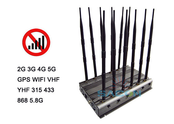 Bộ gây nhiễu tín hiệu 5G 80W với 12 Anten và Điều khiển từ xa hồng ngoại để chặn điện thoại di động