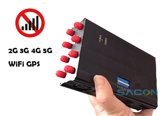 8 ăng-ten 20m Range 4W Output Power Signal Jammer Điện thoại di động chặn Wi-Fi Jammer