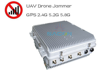 Không thấm nước IP64 Công suất cao 385w Máy đánh nhiễu tín hiệu máy bay không người lái 1,5km GPS 2.4G 5.8G
