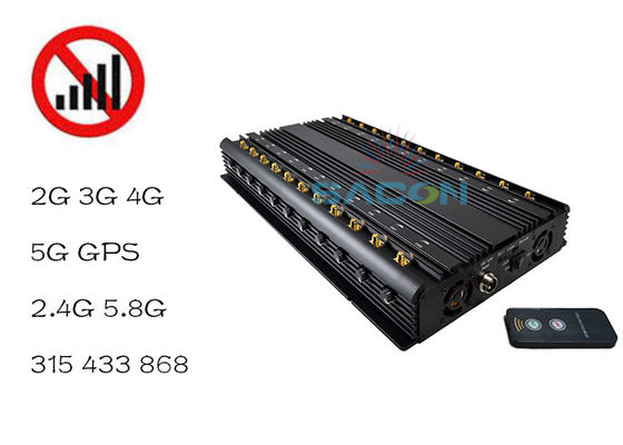 22 ăng-ten 42W Output Power Signal Jammer với phạm vi gây nhiễu 40m để chặn điện thoại di động và WiFi