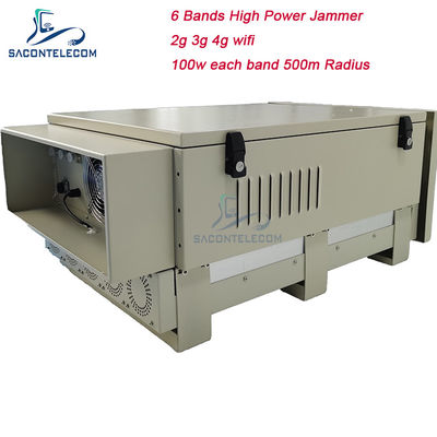 600W 6 Băng Tần Máy Chặn Tín Hiệu Nhà Tù Ngoài Trời với Bán Kính Chặn 50-600m cho 2G 3G 4G 5G WiFi GPS