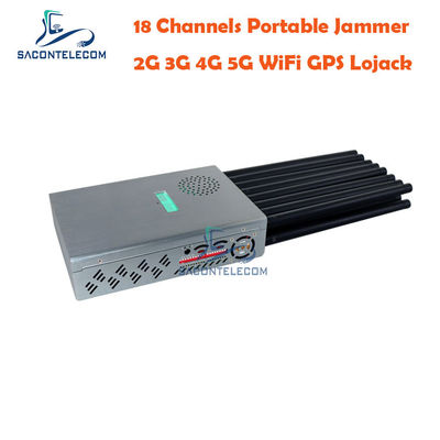 7.4V 20m Cell Phone Signal Disruptor 18 ăng-ten 4G 5G GPS 18w