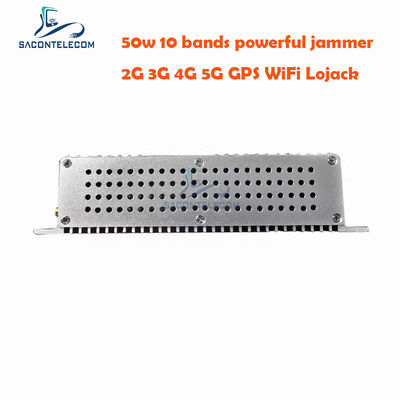 Máy gây nhiễu tín hiệu để bàn công suất cao 50W với 10 ăng-ten và 2 quạt làm mát cho GSM DCS 3G 4G 5G