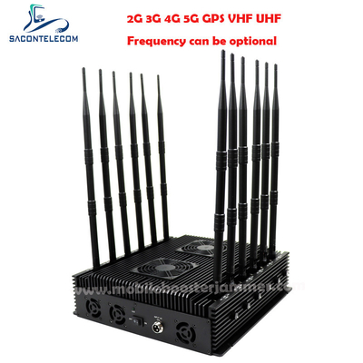 Trong nhà 2.4G 5.8G Bluetooth Wi-Fi Signal Jammer 12 ăng-ten 80w DCS PCS