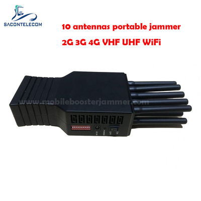 Máy gây nhiễu tín hiệu cầm tay 10W 10 Anten Bán kính 20m Chặn GPS WiFi