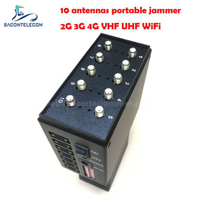 Máy gây nhiễu tín hiệu cầm tay 10W 10 Anten Bán kính 20m Chặn GPS WiFi