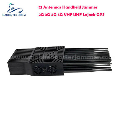 Năng lượng đầu ra 21W Máy nhiễu tín hiệu di động với 21 ăng-ten cho 5G Lojack UHF VHF GPS chặn WiFi