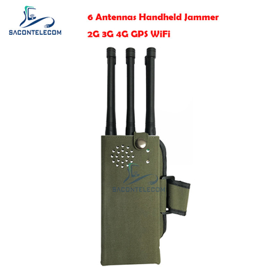 6 băng tần Điện thoại di động GPS Jammer Blocker 30m bán kính Pocket Bluetooth Signal Jammer