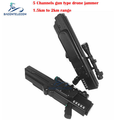 UAV Gun Drone Signal Jammer Blocker với phạm vi 1500 mét 5 kênh và pin tích hợp
