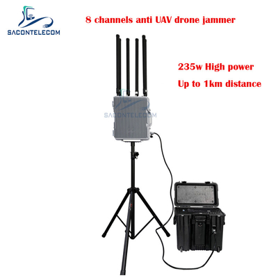 Máy nhiễu tín hiệu máy bay không người lái ngoài trời chống nước 6-8 kênh 30w / băng tần Khoảng cách 1-3km
