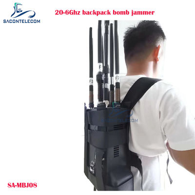 20-6000MHz Manpack drone jammer với 100W sức mạnh và 40m jamming khoảng cách túi xách bom jammer UAV blockers tín hiệu