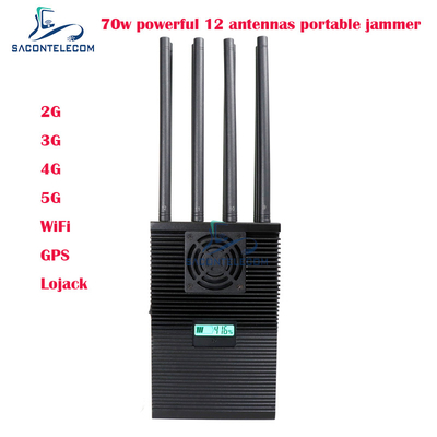 12 băng tần Máy nhiễu tín hiệu điện thoại di động cầm tay với sức mạnh 70 watt và bán kính lên đến 60m