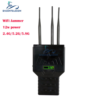 12W Wifi cầm tay Bluetooth 2.4G 5.2G 5.8G Máy nhiễu tín hiệu điện thoại di động với phạm vi 50 mét