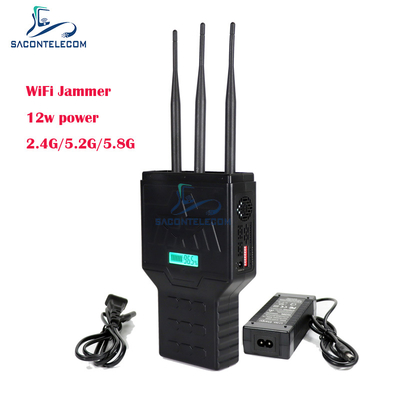Máy nhiễu tín hiệu điện thoại di động cầm tay với băng tần 2.4G 5.2G 5.8G Tối đa 50m và bao phủ 3 băng tần
