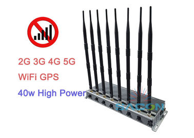 High Power 5G Signal Jammer Blocker 40w 2G 3G 4G 8 ăng-ten 80 mét phạm vi