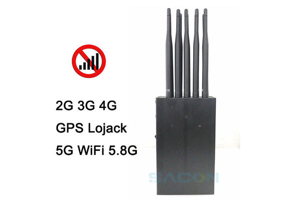 Máy gây nhiễu tín hiệu 5G cầm tay với 10 ăng-ten, phạm vi 15m và pin 8000mAh
